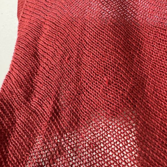 johnny was calme | rust orange sheer fringe knit boho poncho sz XS/S - Picture 6 of 9